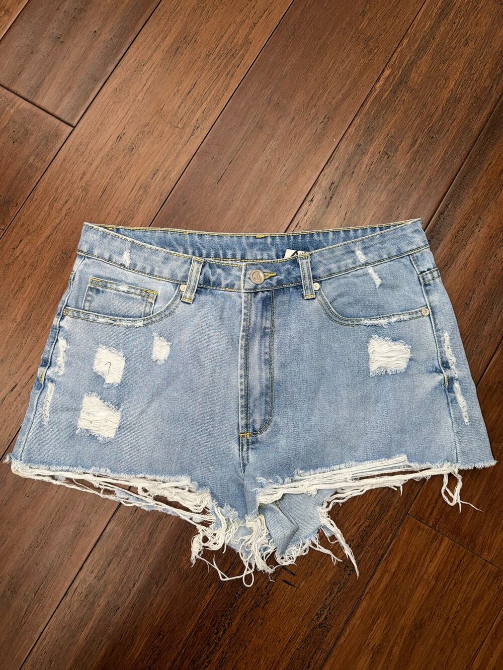 UNIF High Rise Cutoff Distressed Denim Shorts size 28